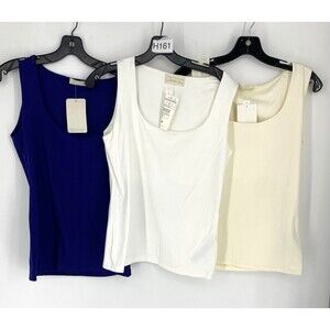 3 Pack Zara NWT Basic Sleeveless Tank Tops Double Lined Cream Blue White Large